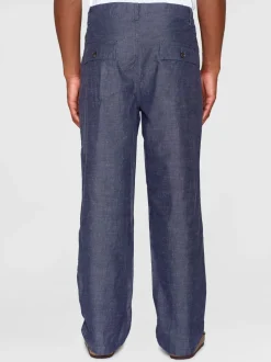Pantalon léger ample en coton bio | bleu denim 