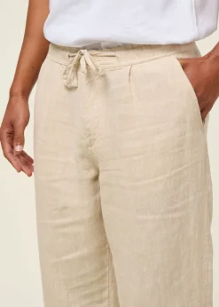 Pantalon léger en lin bio | beige "loose linen pant light feather gray"