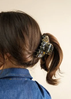 Pince à cheveux en acétate | multicolore "pince grand rond - nature"