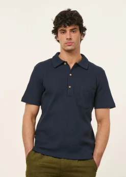 Polo en coton bio piqué | marine - canning