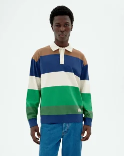Polo manches longues en coton bio | rayé "land stripes bob polo - multicolor"