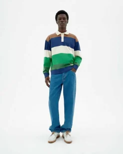 Polo manches longues en coton bio | rayé "land stripes bob polo - multicolor"