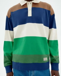 Polo manches longues en coton bio | rayé 