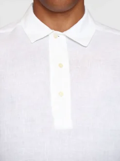 Polo manches longues en lin bio | blanc 