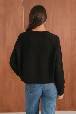 Pull boxy en laine mérinos recyclée | noir