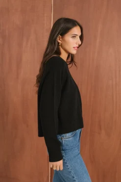 Pull boxy en laine mérinos recyclée | noir