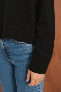 Pull boxy en laine mérinos recyclée | noir