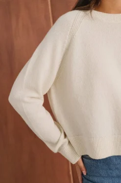 Pull boxy en laine mérinos recyclée | écru