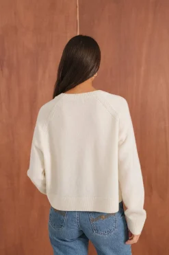 Pull boxy en laine mérinos recyclée | écru