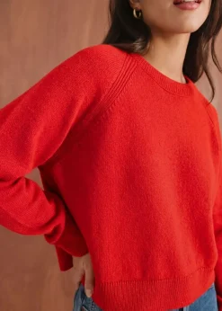 Pull boxy en laine mérinos recyclée | rouge