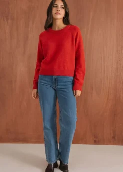 Pull boxy en laine mérinos recyclée | rouge