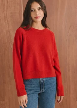 Pull boxy en laine mérinos recyclée | rouge