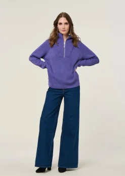 Pull col camionneur en coton bio | violet "ronyiaas gmt dye - indigo lilac"