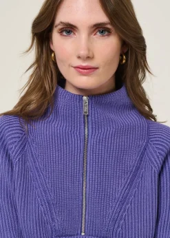 Pull col camionneur en coton bio | violet 