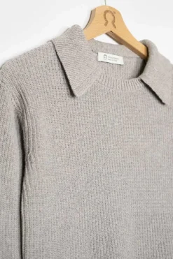 Pull col chemise en coton recyclé | gris 
