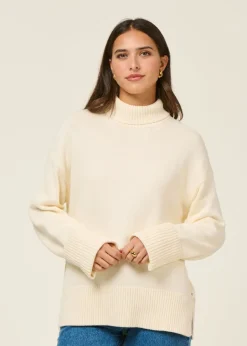 Pull col haut en coton bio | écru 