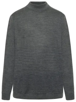 Pull col montant en laine mérinos certifiée | gris foncé "merino mock neck dark grey melange"