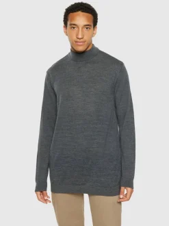 Pull col montant en laine mérinos certifiée | gris foncé 