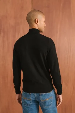 Pull col roulé en coton bio | noir