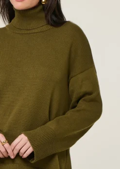 Pull col roulé en coton bio | vert "mua - woody olive"