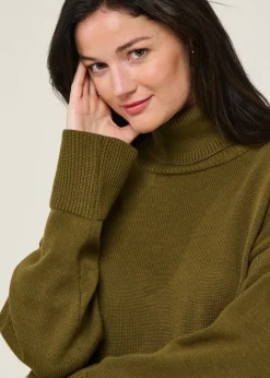 Pull col roulé en coton bio | vert 