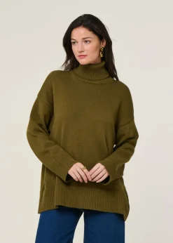 Pull col roulé en coton bio | vert 
