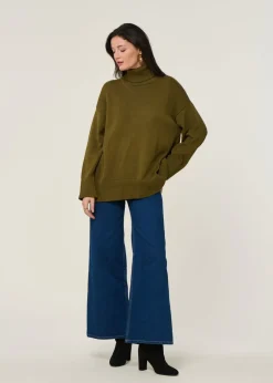 Pull col roulé en coton bio | vert 