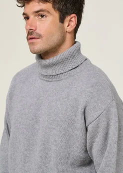 Pull col roulé en laine mérinos recyclée | gris "merino wool turtleneck heather grey"