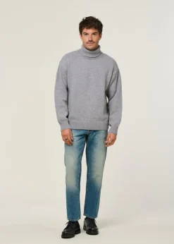 Pull col roulé en laine mérinos recyclée | gris "merino wool turtleneck heather grey"