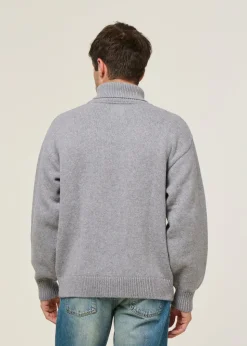 Pull col roulé en laine mérinos recyclée | gris 