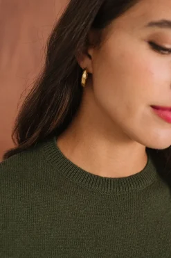 Pull droit en laine mérinos recyclée | olive