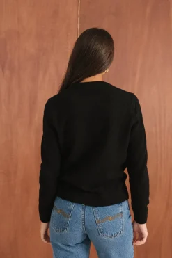 Pull droit en laine mérinos recyclée | noir