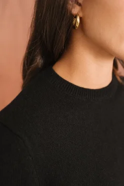 Pull droit en laine mérinos recyclée | noir
