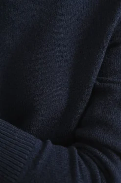 Pull droit en laine mérinos recyclée | marine