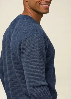 Pull en coton bio | bleu "vagn regular bubble knit crew neck - vintage indigo"
