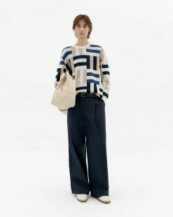 Pull en coton biologique | multicolore "field navy khem knit sweater - multicolor"