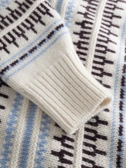 Pull en laine certifiée | blanc à motifs "wool pattern boxy white stripe"
