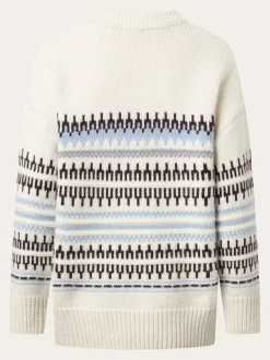 Pull en laine certifiée | blanc à motifs 