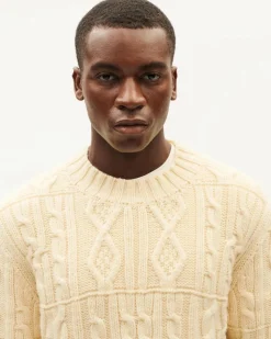 Pull en laine mérinos certifiée | beige "ecru rasta knitted sweater - ecru"