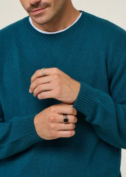 Pull en laine mérinos recyclée | bleu-vert "ocean green"