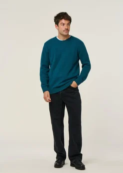 Pull en laine mérinos recyclée | bleu-vert 