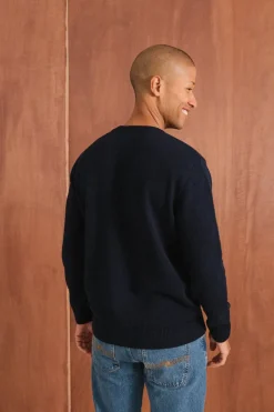 Pull en laine mérinos recyclée | marine
