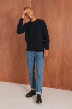Pull en laine mérinos recyclée | marine