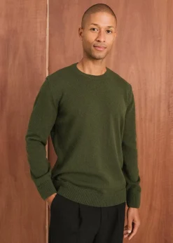 Pull en laine mérinos recyclée | olive