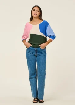 Pull manches 3/4 en coton bio | multicolore "naike - multicolour"
