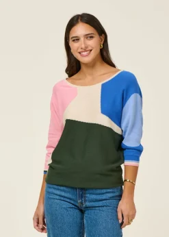 Pull manches 3/4 en coton bio | multicolore 