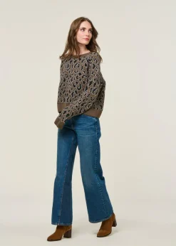 Pull à motif léopard en laine | marron 