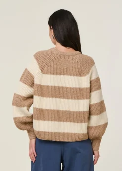 Pull à rayures en laine et coton bio | beige 
