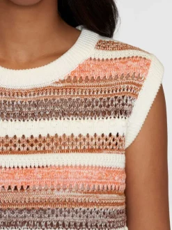 Pull sans manches en coton bio | rayé multicolore 