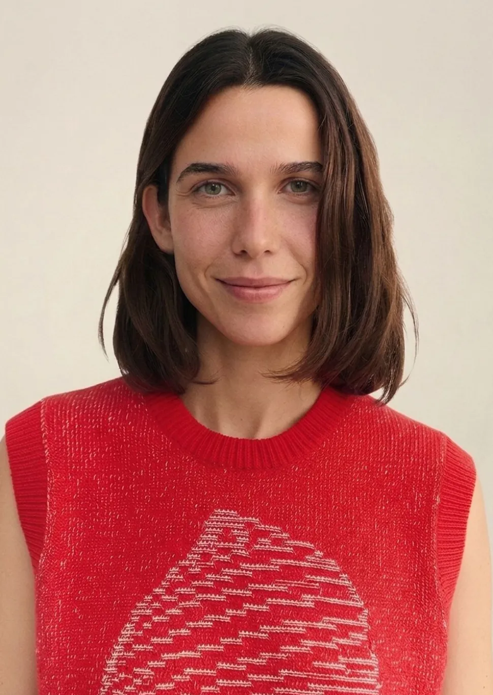 Pull sans manches en coton et matière recyclées | shell red aria knitted vest - red